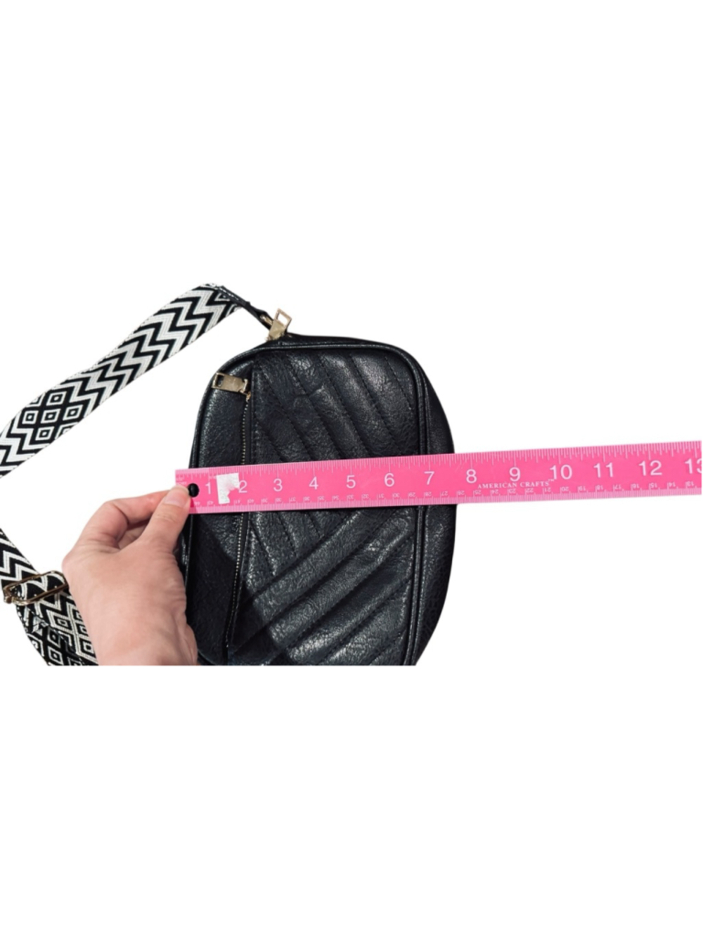 Women's Unbranded Black Crossbody Bag with White Strap, One Size - Picture 8 of 9